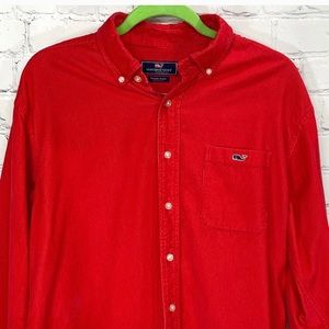 Vineyard Vines Red Corduroy Tucker Shirt
